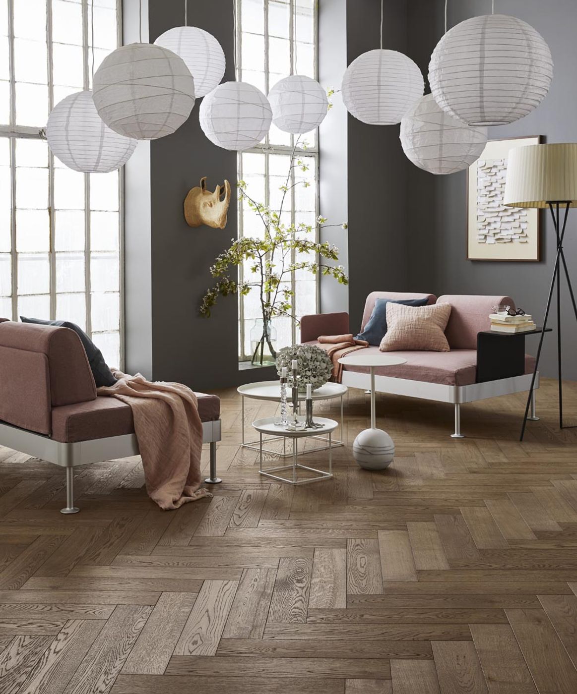Fiskebensparkett Tarkett Segno Eik Old Grey