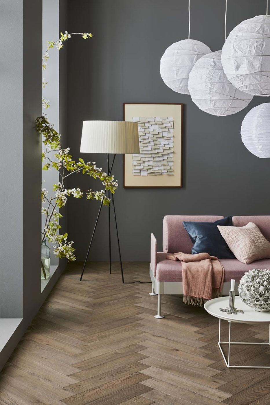 Fiskebensparkett Tarkett Segno Eik Old Grey