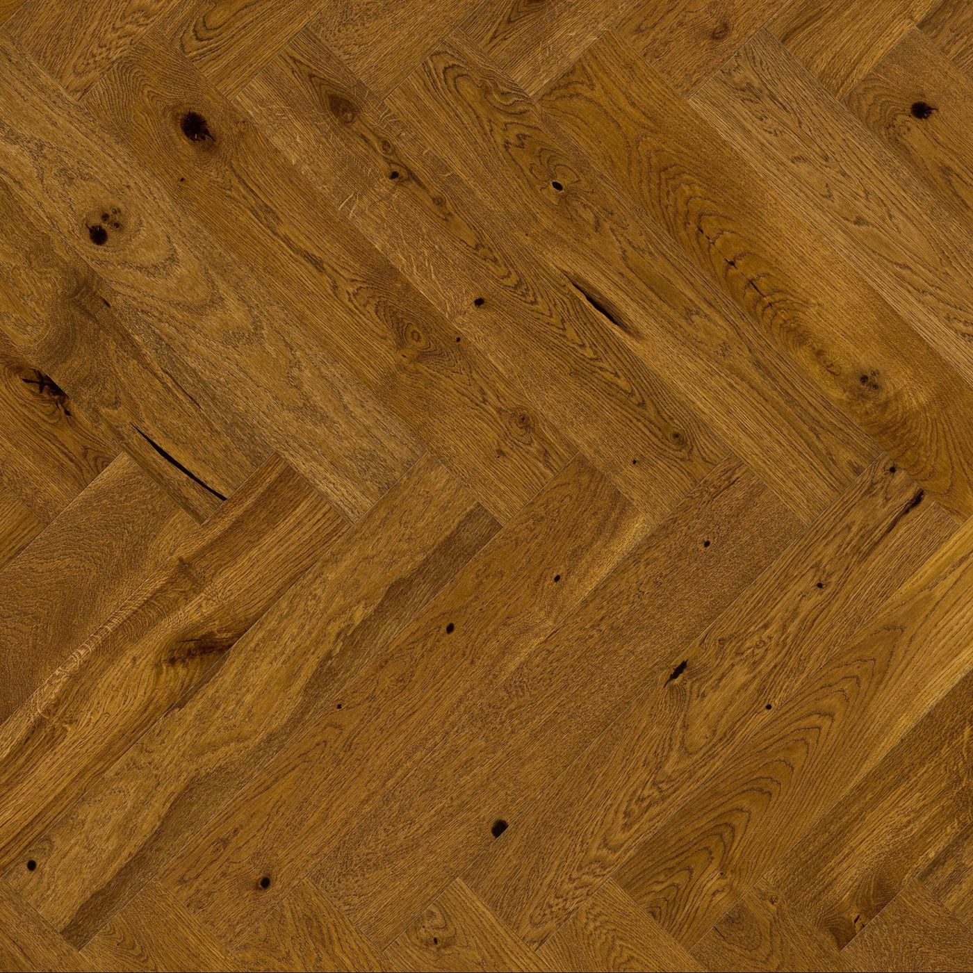 RESTPARTI - Fiskebensparkett Saga Herringbone Eik Cognac